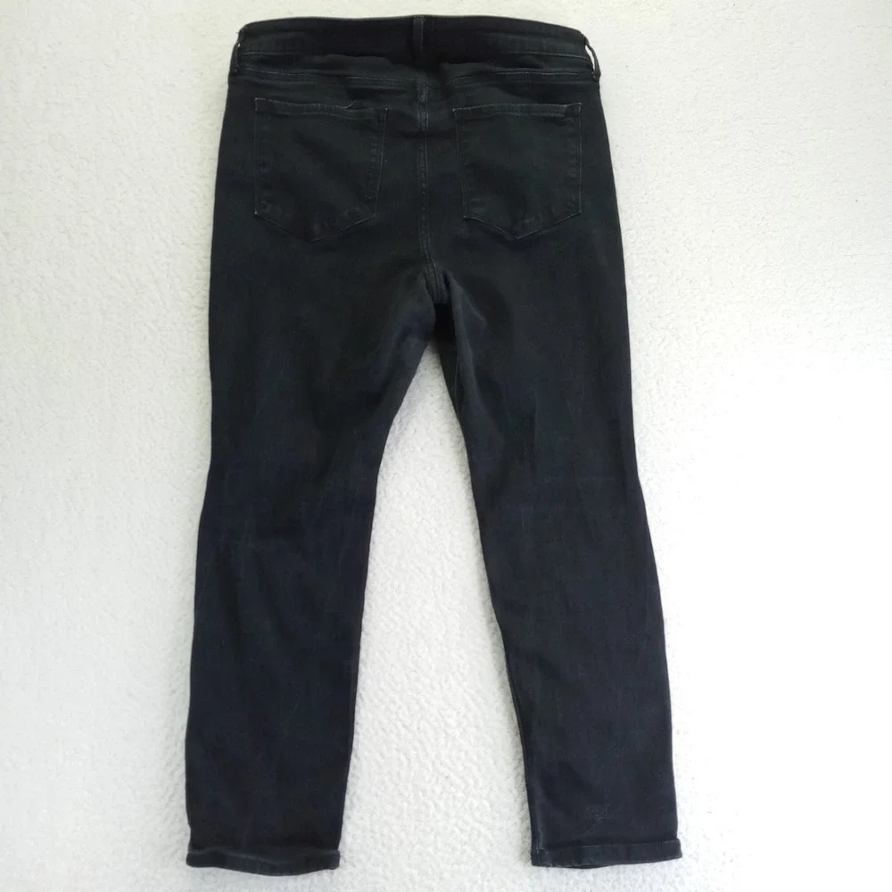 Old Navy Womens Black High Rise Wow Straight Jeans Size 14 Short Stretch Denim